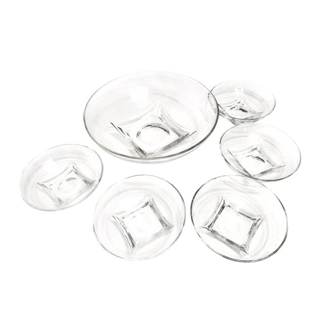 Vintage Mid Century Ultra-Modern Glass Serving Bowl Set- 6 Pieces For Sale