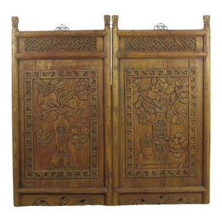 1922 Hand Carved Wall Hanging Panels - a Pair For Sale