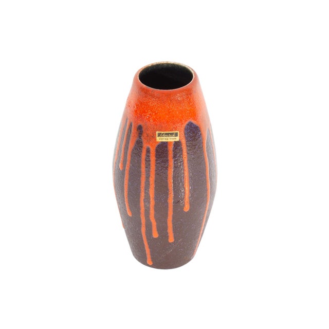A West German ceramic vase produced by Scheurich Keramik. This mid-century vase is from Scheurich's "Europ Linie" and has...