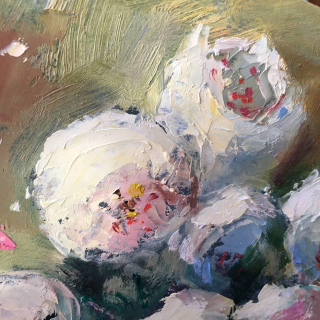 Framed Floral White Flowers Peonies Bouquet Original Painting by Valeriya Serova For Sale - Image 9 of 14