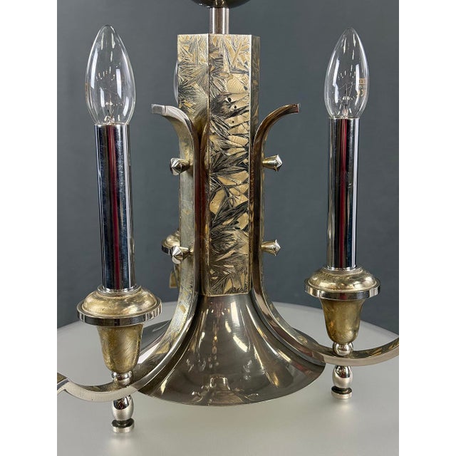 1930s Art Deco Chrome Chandelier, 1930s For Sale - Image 5 of 8