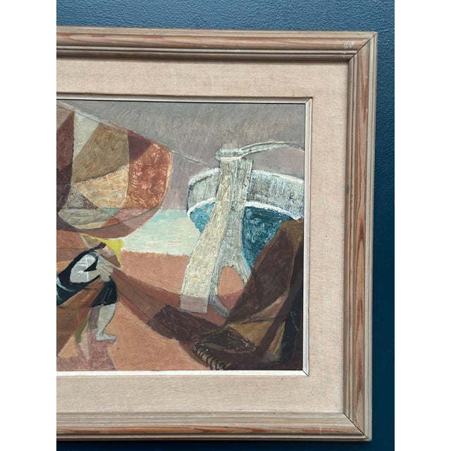 Nils Öst, Figure with Boats, 1950s, Oil Painting on Panel, Framed For Sale - Image 5 of 18