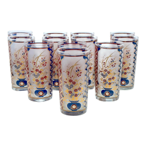 Chinoiserie' Pattern Tom Collins/ Tall Glasses by Culver USA, Circa 1960s - Set of 12
