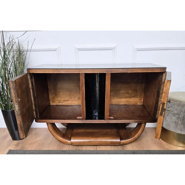Mid-Century Art Deco Italian Walnut Burl and Mirror Mosaic Dry Bar Cabinet from Paolo Buffa, 1940s For Sale - Image 10 of 11