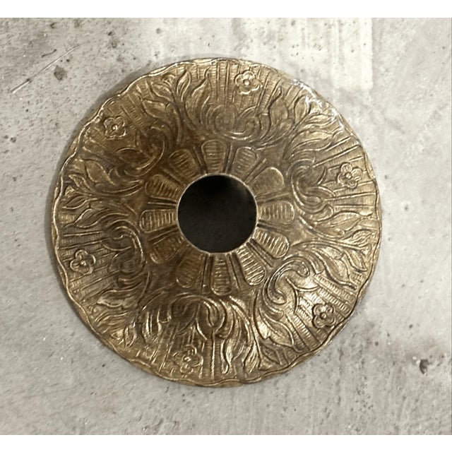 11” tall 9” across Good condition This chandelier features an ornate design with delicate scrollwork and floral accents,...