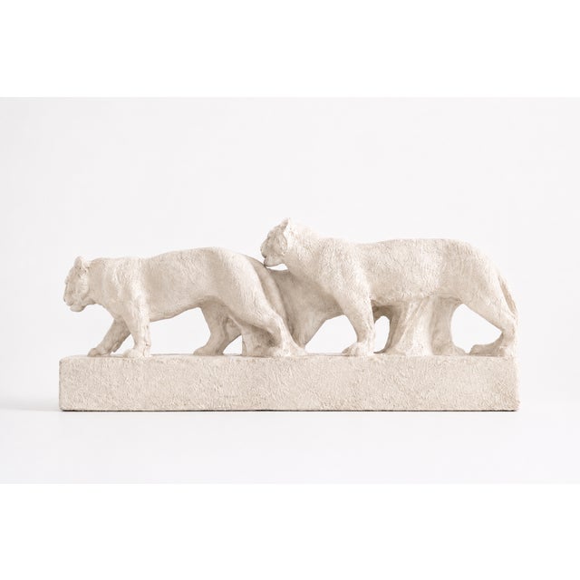 1930s ODYV, Ceramic Lionesses Sculpture, 1930, Ceramic and Enamel For Sale - Image 5 of 9