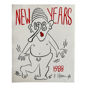 Keith Haring, New Years 1988, Keith Haring Pop Art Nude Color Silkscreen Print Invitation, 1988
