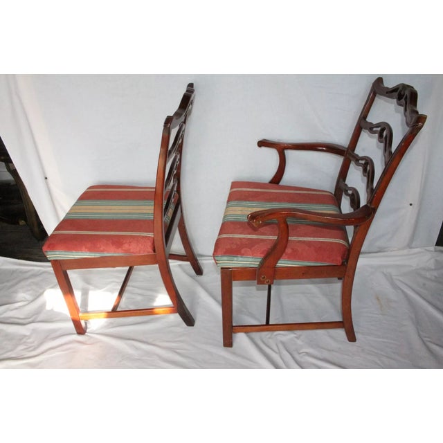 Set of 6 Mid 20th Century Chippendale Mahogany Dining Chairs, Includes 2 Arm & 4 Side Chairs For Sale In Philadelphia - Image 6 of 8