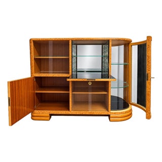 Art Deco Burl Wood Veneer Home Bar, 1930s For Sale