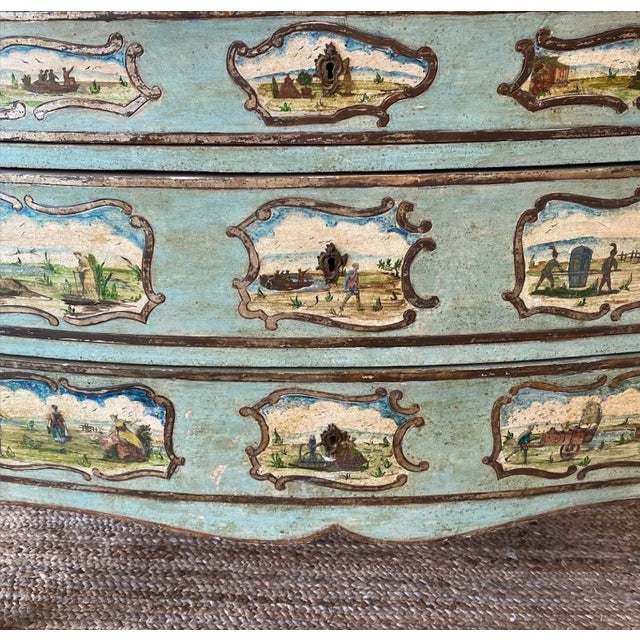 Italian Painted Commode With Artist Scenes - 18th C For Sale - Image 10 of 11
