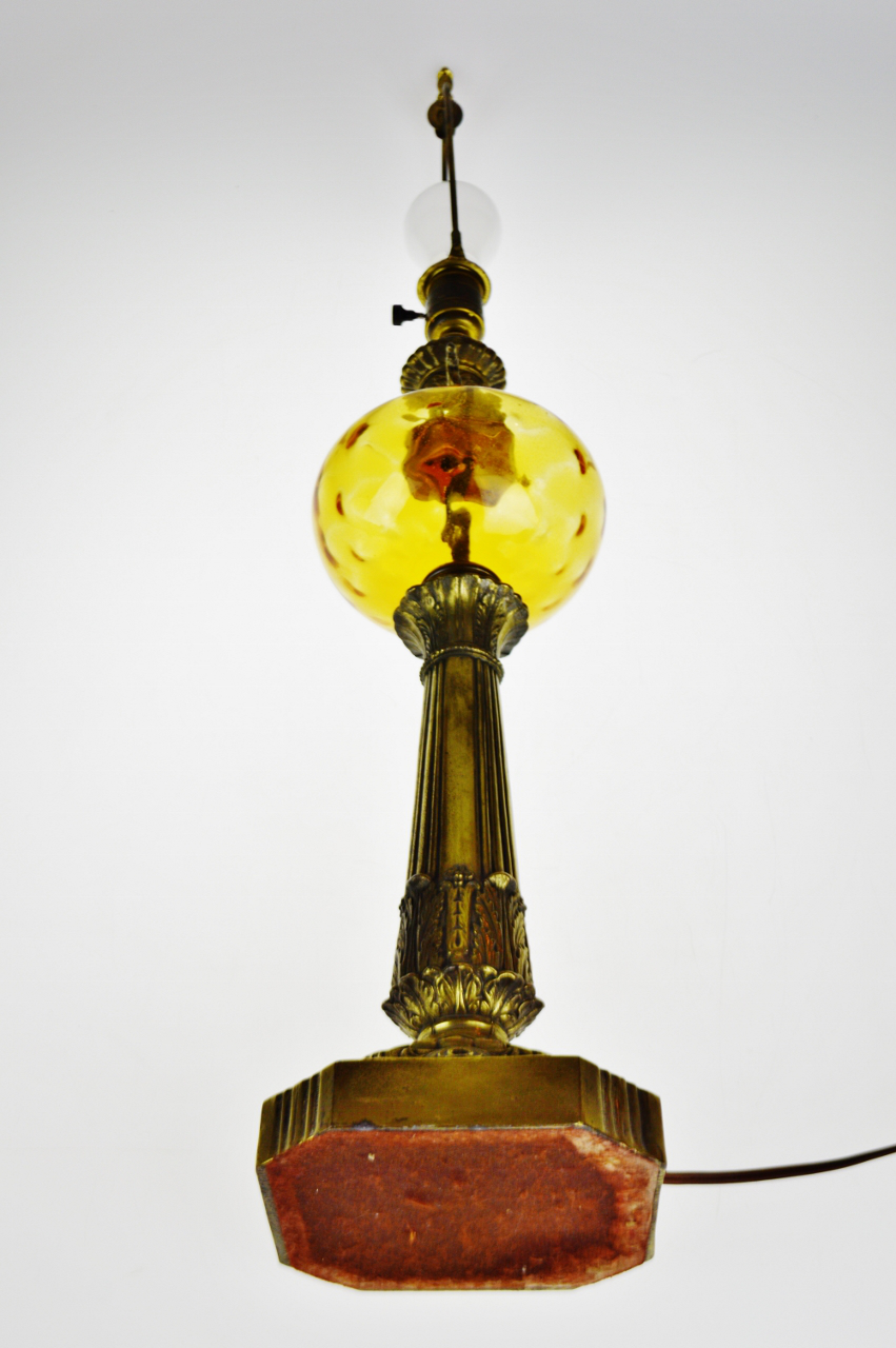 mid century amber glass lamp