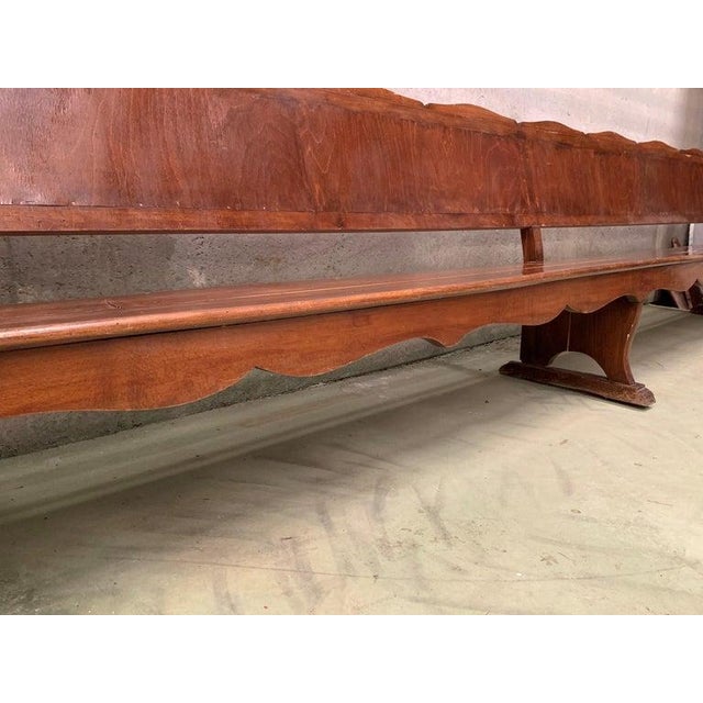 Brown 11.5´ 20th Century Monumental Church Walnut Bench Settee For Sale - Image 8 of 9
