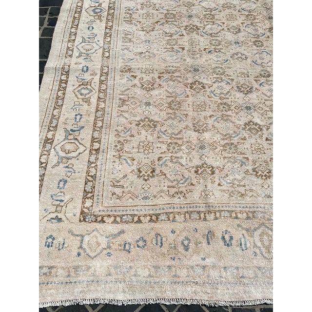 Tan Antique Mahal Carpet For Sale - Image 8 of 9