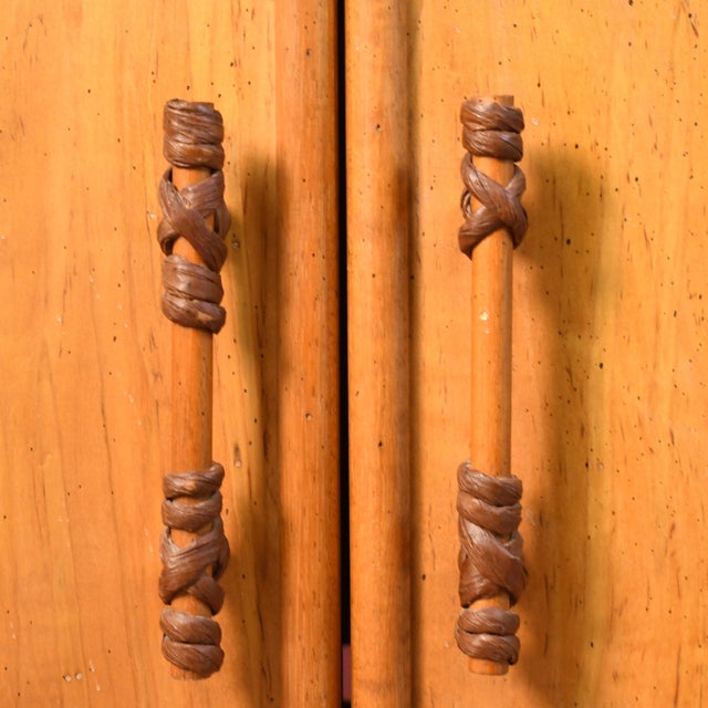 Pair of Rattan Etageres For Sale - Image 4 of 5