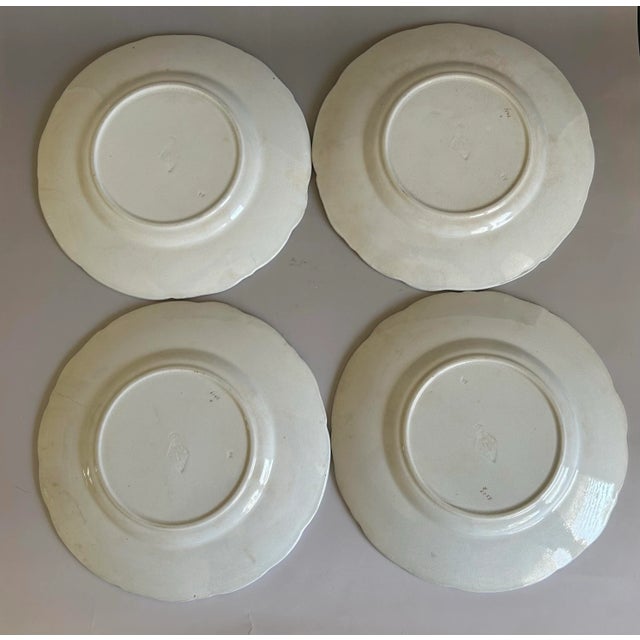 Blue Set of 4 Antique English Staffordshire Cobalt & Gold Porcelain Dinner Plates, 19th Century For Sale - Image 8 of 12