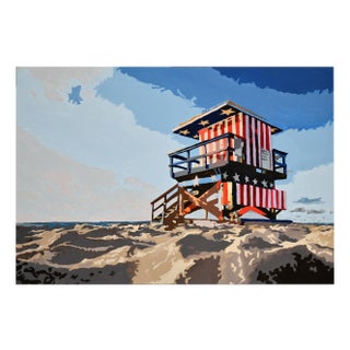Carole Grandgirard, Miami Beach Lifeguard Stand, 2023, Oil on Canvas For Sale