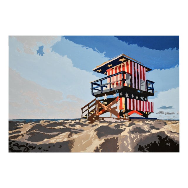 Carole Grandgirard, Miami Beach Lifeguard Stand, 2023, Oil on Canvas For Sale