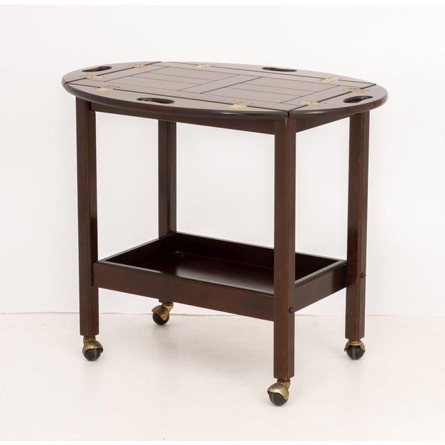 Brown Bombay Company Mahogany Rolling Tea Trolley For Sale - Image 8 of 11