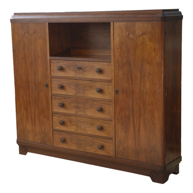 Art Deco Walnut Wardrobe by Louis Majorelle, 1930s For Sale