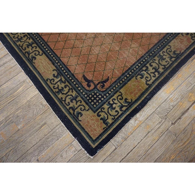 Pretty Rose Background Color With Geometric Design Antique Chinese Rug For Sale - Image 13 of 14