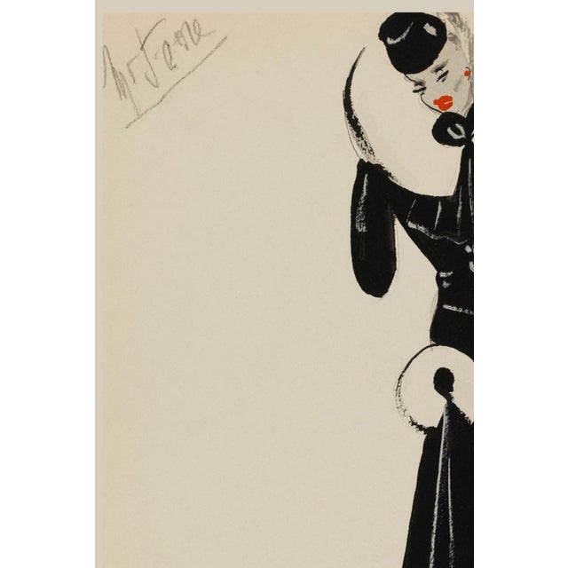 Not Yet Made - Made To Order Vintage French Fashion Art Print – Black Coat With White Fur Collar, 18" X 24" For Sale - Image 5 of 9