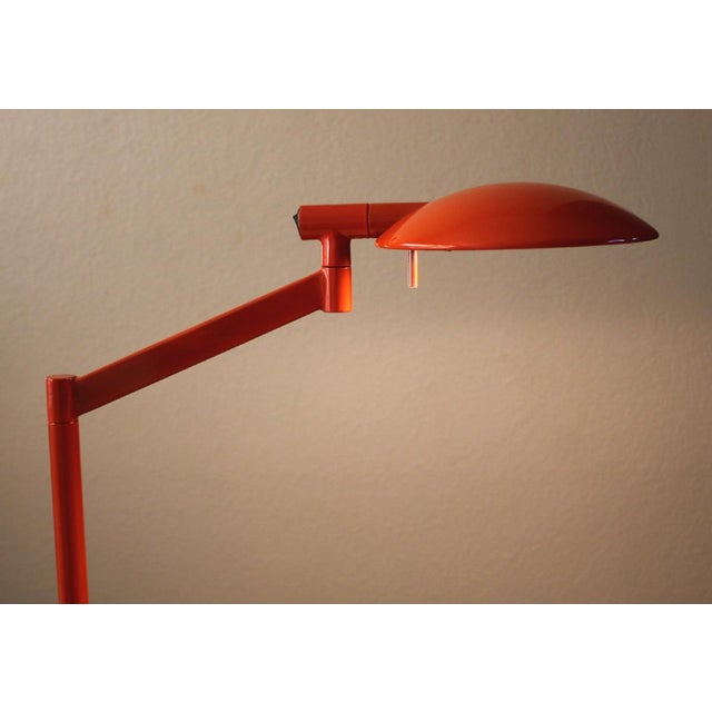 Early 21st Century Sonneman Articulating Saucer Pharmacy Swing Arm Floor Lamp in Orange, Unmarked For Sale - Image 5 of 9