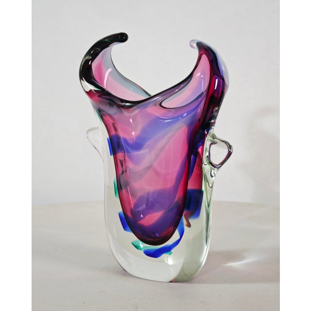1970s Mid-Century Modern Multicolored Sommerso Glass Vase in the style of Salviati, Italy, 1970s For Sale - Image 5 of 18