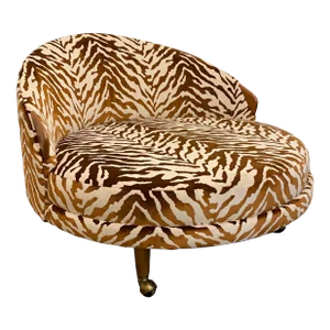 Adrian Pearsall Havana Chaise Lounges Reupholstered Zebra Chair on Casters