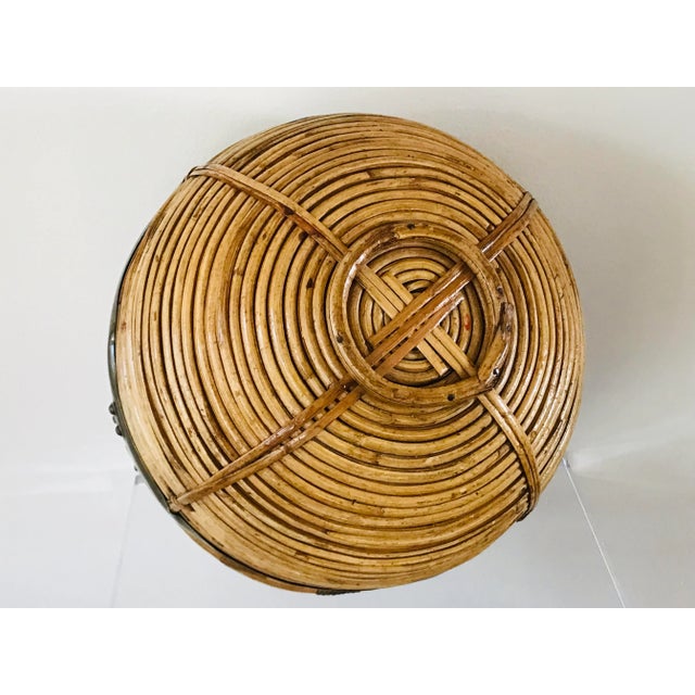 1970s Italian Rattan and Brass Basket For Sale - Image 12 of 12