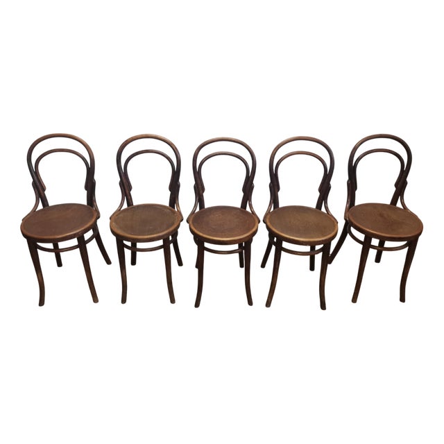 Vintage Bistro Chairs, 1920s, Set of 5 For Sale