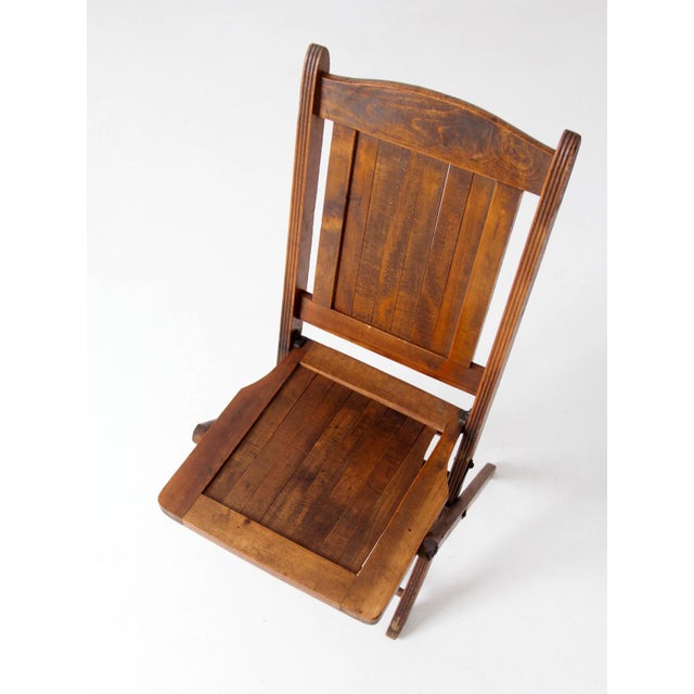 Farmhouse Antique Ioof Odd Fellows Wood Folding Chair For Sale - Image 3 of 17