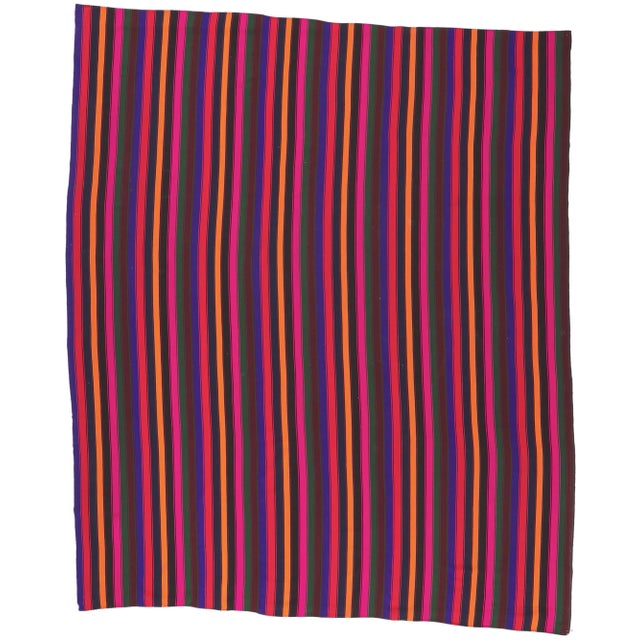 Late 20th Century Bold Vintage Turkish Striped Kilim Rug - 10’06 X 12’05 For Sale - Image 10 of 10
