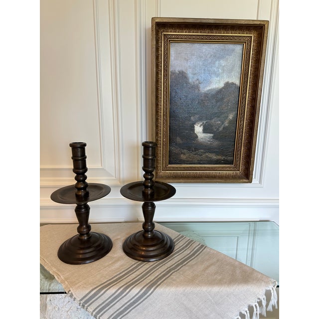 Vintage Monumental 16” Bronze Candlestick Holders -a Pair For Sale - Image 18 of 18