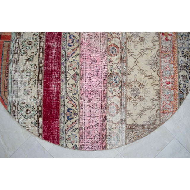 Hand Knotted Turkish Round Rug Bohor Decor Area Rug - 6'1" Diameter For Sale - Image 12 of 14