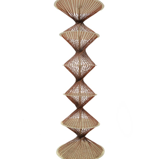 Brown Abstract Geometric Sculpture in Steel and String For Sale - Image 8 of 9