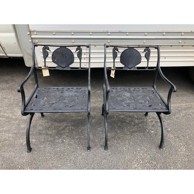 Molla Mid 20th Century Hollywood Regency Molla Seahorse and Scallop Shell Patio Set, 3 Pieces For Sale - Image 4 of 7