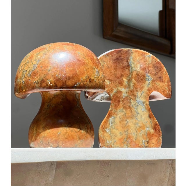 Stone Vintage Italian Alabaster Mushroom Bookends, Circa 1960 - A Pair For Sale - Image 7 of 10