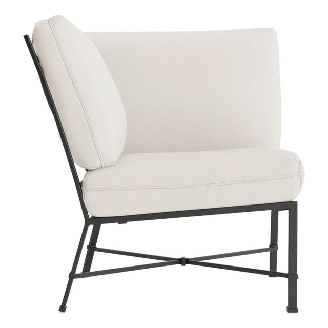 Brown Jordan Venetian Corner Sectional, Textured Pewter frame with Fusion Natural fabric For Sale