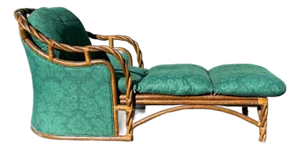 McGuire Style Barley Twist Rattan Lounge Chair Removable Cushion