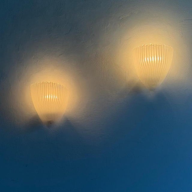 Model 5777 Reticello Wall Sconces attributed to Carlo Scarpa for Venini, 1930s, Set of 2 For Sale - Image 9 of 18