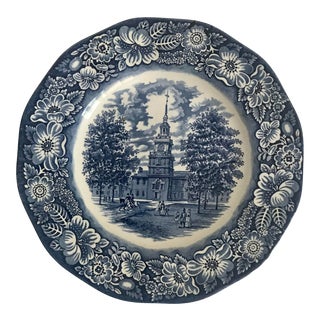 1970s English Staffordshire Liberty Blue Decorative Plate For Sale