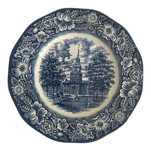1970s English Staffordshire Liberty Blue Decorative Plate For Sale
