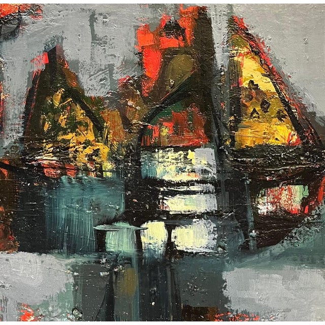 Frank Chabry, Still Life with Red Flowers, Oil on Canvas For Sale - Image 6 of 10