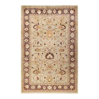 Mogul, One-of-a-Kind Hand-Knotted Area Rug in Yellow, 6' 2" x 9' 5" For Sale