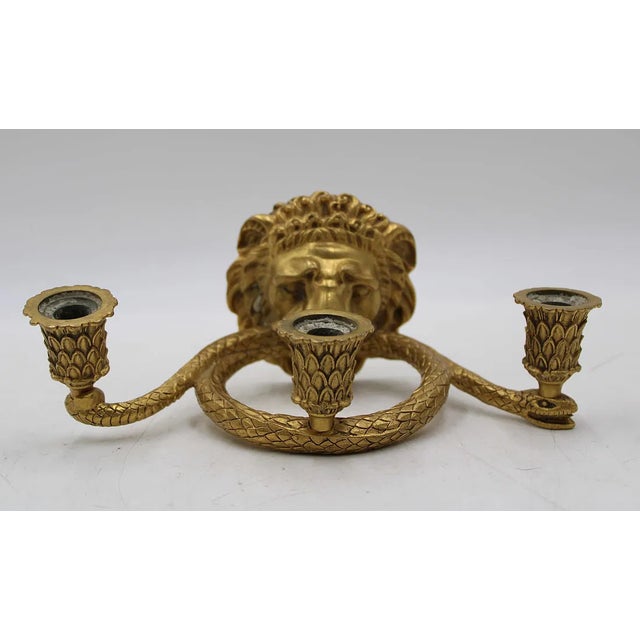 Art Deco 1920s Stunning Caldwell Gilt Bronze Lion and Snake Sconces- A Pair For Sale - Image 3 of 9