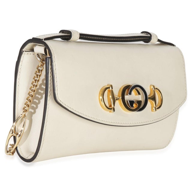 Contemporary Cream Smooth Calfskin Mini Zumi Chain Shoulder Bag For Sale - Image 3 of 8