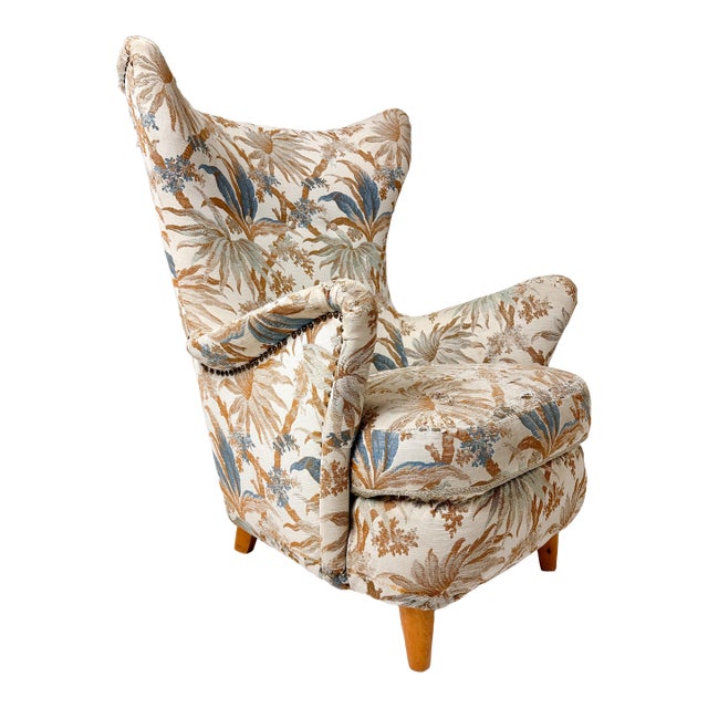 1950's Swedish High Back Lounge Chair For Sale