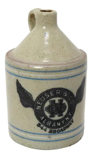 Antique Albany New York Stoneware 1/2 Gallon Whiskey Jug