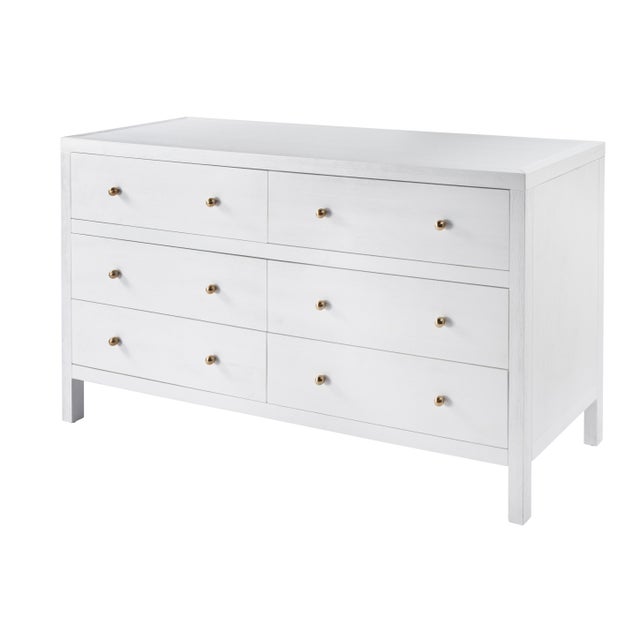 Nora 60 in W. Rectangular Wood 6 Drawer Dresser, White For Sale - Image 9 of 9