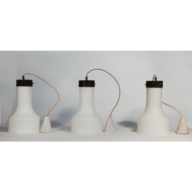 1960s Satin White Glass Ceiling Lamp, Italy, 1960 For Sale - Image 5 of 6